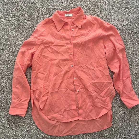 Babaton | Aritzia | Tencel Lyocell Coral Button Down Shirt Small - Picture 2 of 6
